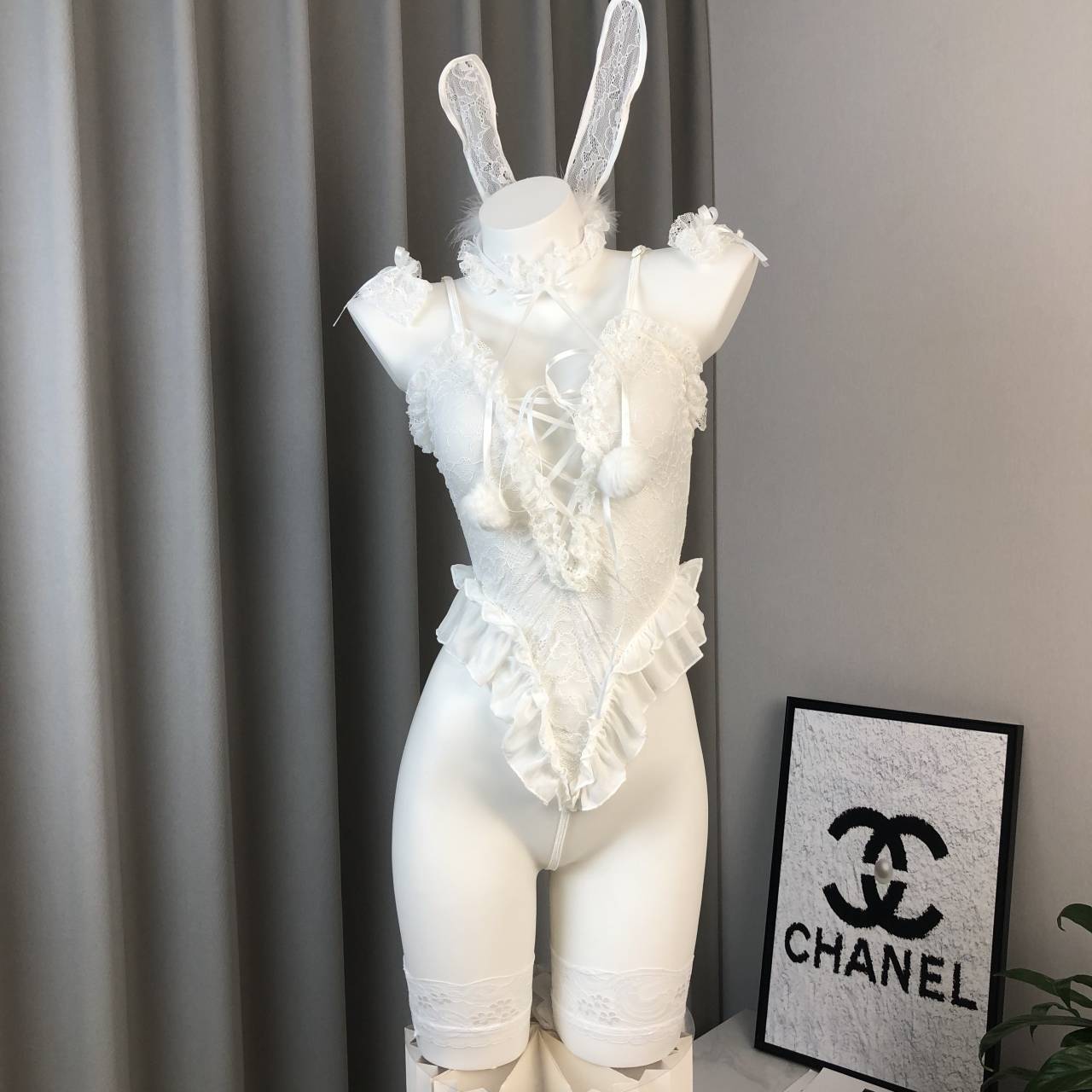 Bunny Girl See-through Lace Sexy Bodysuit Set