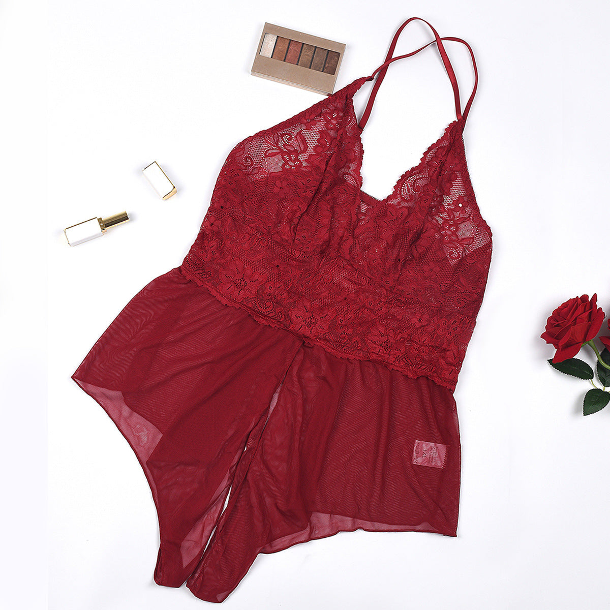 Lingerie Plus Size Jumpsuit with Perspective Opening, Sexy and Seductive Jumpsuit Set