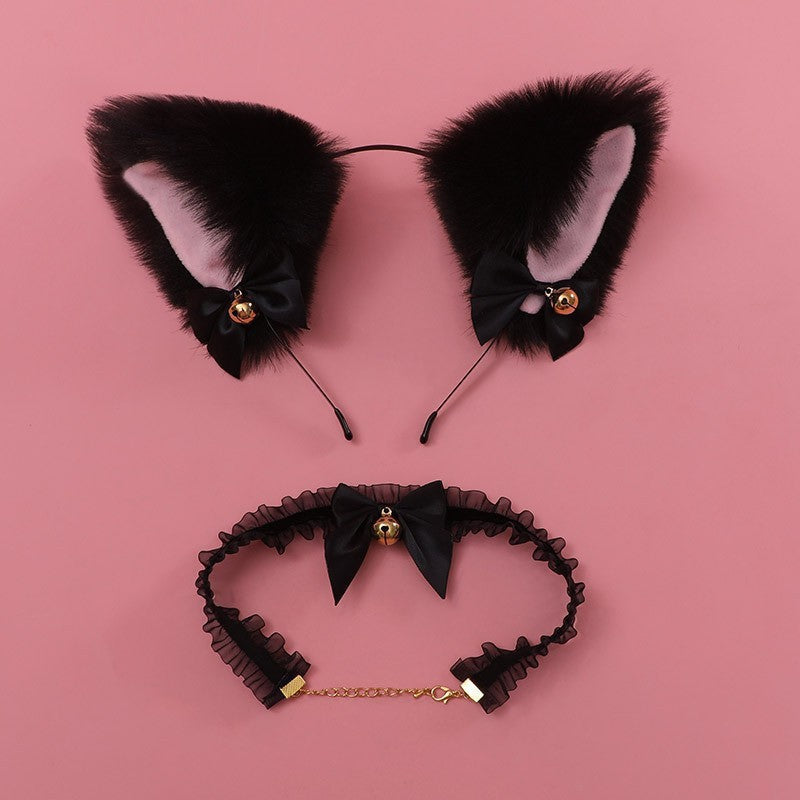 Cat Ear Headband Bell Necklet Set
