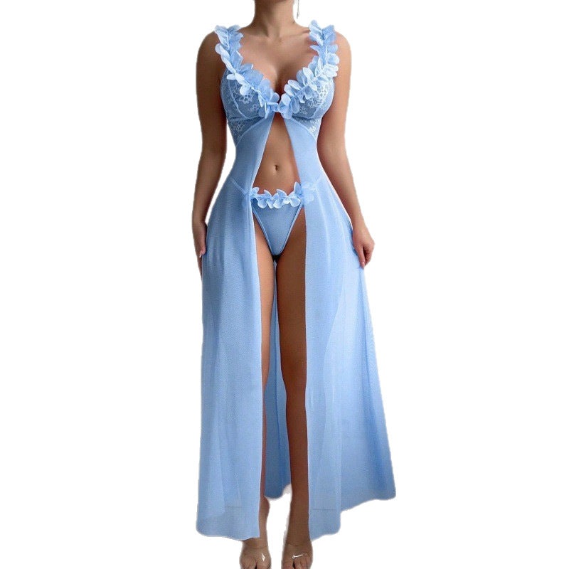 Flower Lace Split Suspender Dress