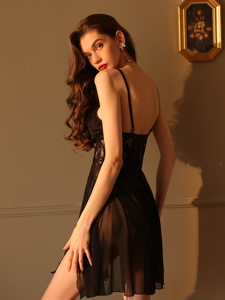 Floral Lace Babydoll Sexy Nightgown