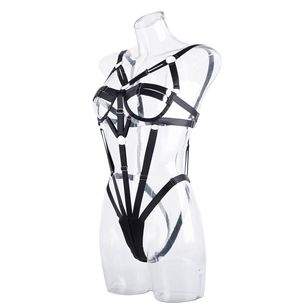 Sexy Strap-on Backless One-piece Bodysuit With Underwire