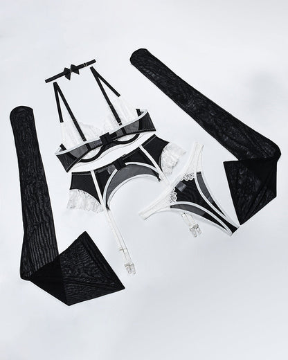 Choker Push Up Bra Garter Belt Lingerie Set