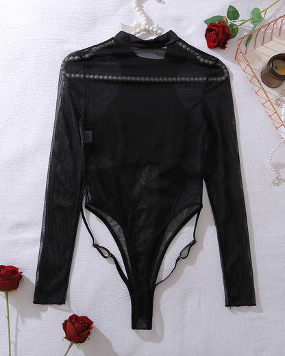 Mesh Sheer Hollow out Bodysuit