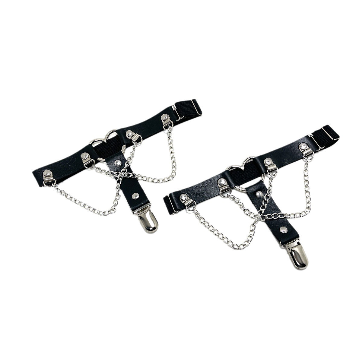 Elastic Band Leg Ring Socks Clip Love Heart-Shaped Chain Sweet Cool Dark Series