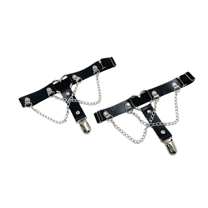 Elastic Band Leg Ring Socks Clip Love Heart-Shaped Chain Sweet Cool Dark Series