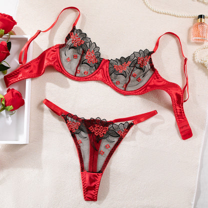 Sexy Simple Basic Versatile Embroidered Flower Suit