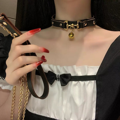 Little Bell Shape Chain Leather Collar
