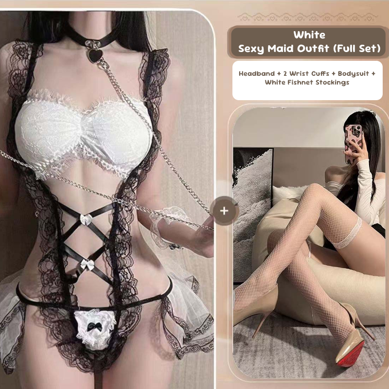 Lace Maid Costume See-through Free Sexy Lingerie