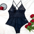 Lingerie Plus Size Jumpsuit with Perspective Opening, Sexy and Seductive Jumpsuit Set