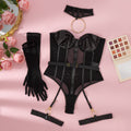 Elegant See-Through Sexy Bodysuit Set
