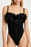 Handmade Flower Tassel Backless Sling Corset