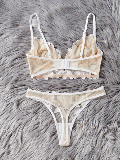 Printed Embroidery See-through French Sexy Lingerie