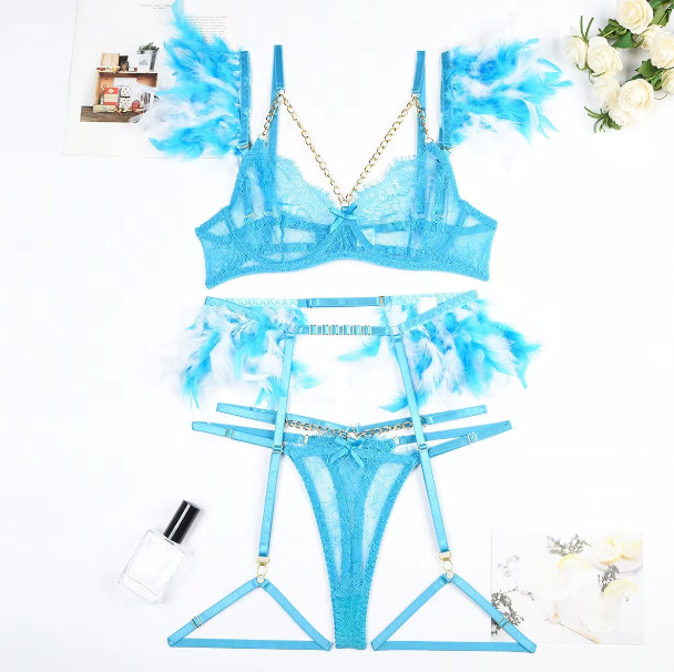 Metal Chain Lace Feather Lace Sexy Lingerie