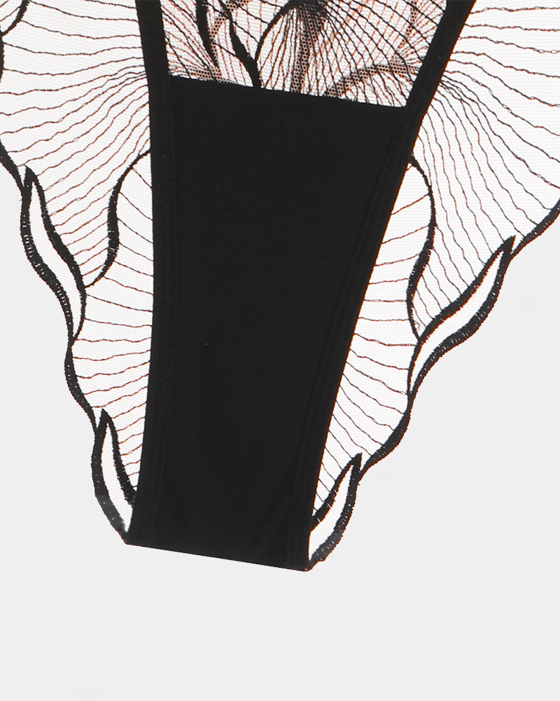 Ruffle Shoulder Strap Bra and Panty Set