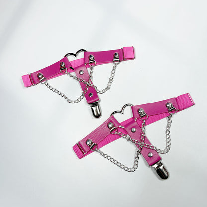 Elastic Band Leg Ring Socks Clip Love Heart-Shaped Chain Sweet Cool Dark Series