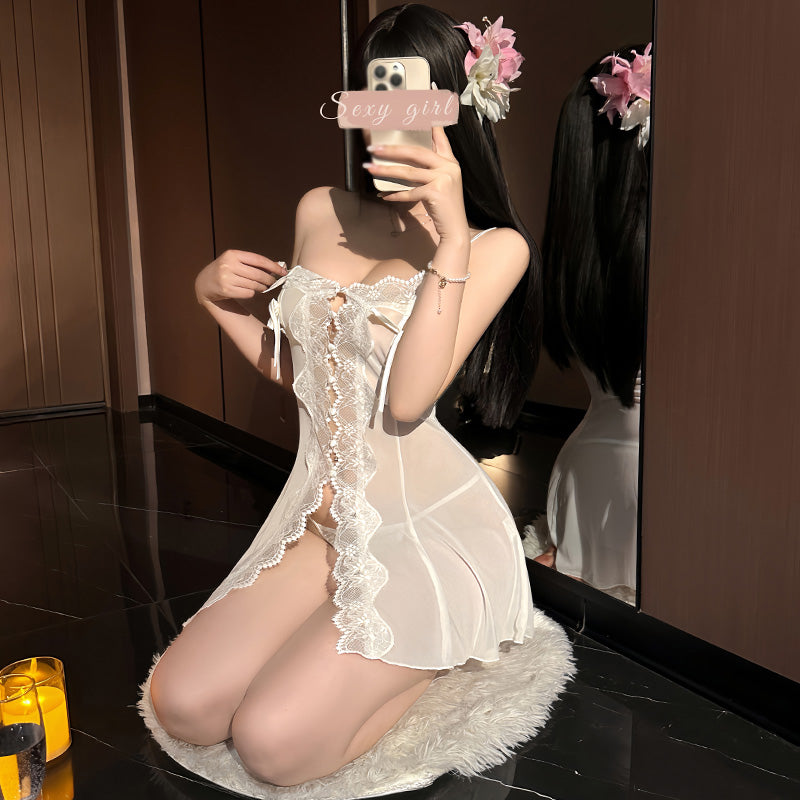 Mesh Camisole Bow Lace Nightdress