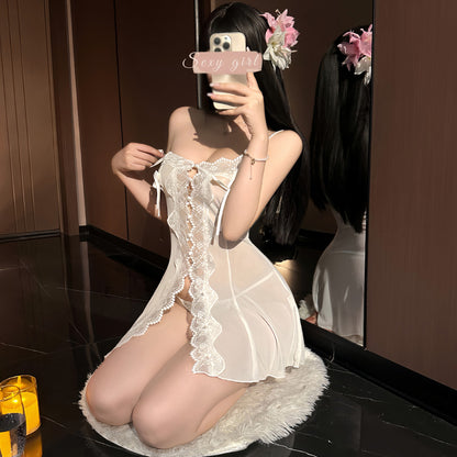 Mesh Camisole Bow Lace Nightdress
