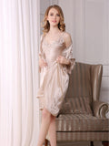 Real Silk Floral Lace Nightgown Romantic Robe Set