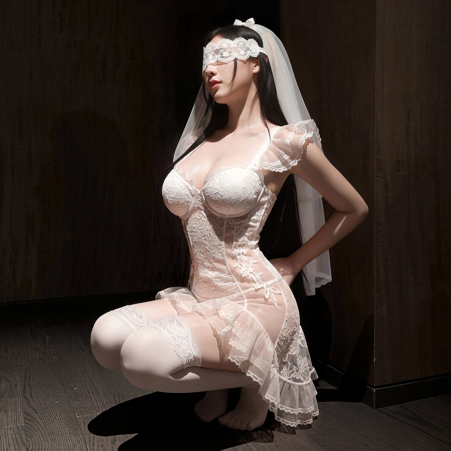 Bridal Fishtail Skirt See-through Sexy Flirting Suit