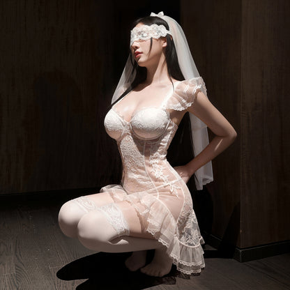 Bridal Fishtail Skirt See-through Sexy Flirting Suit