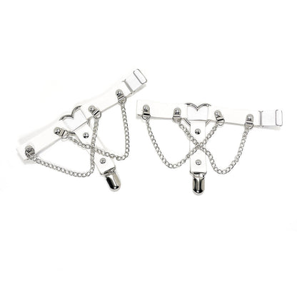 Elastic Band Leg Ring Socks Clip Love Heart-Shaped Chain Sweet Cool Dark Series