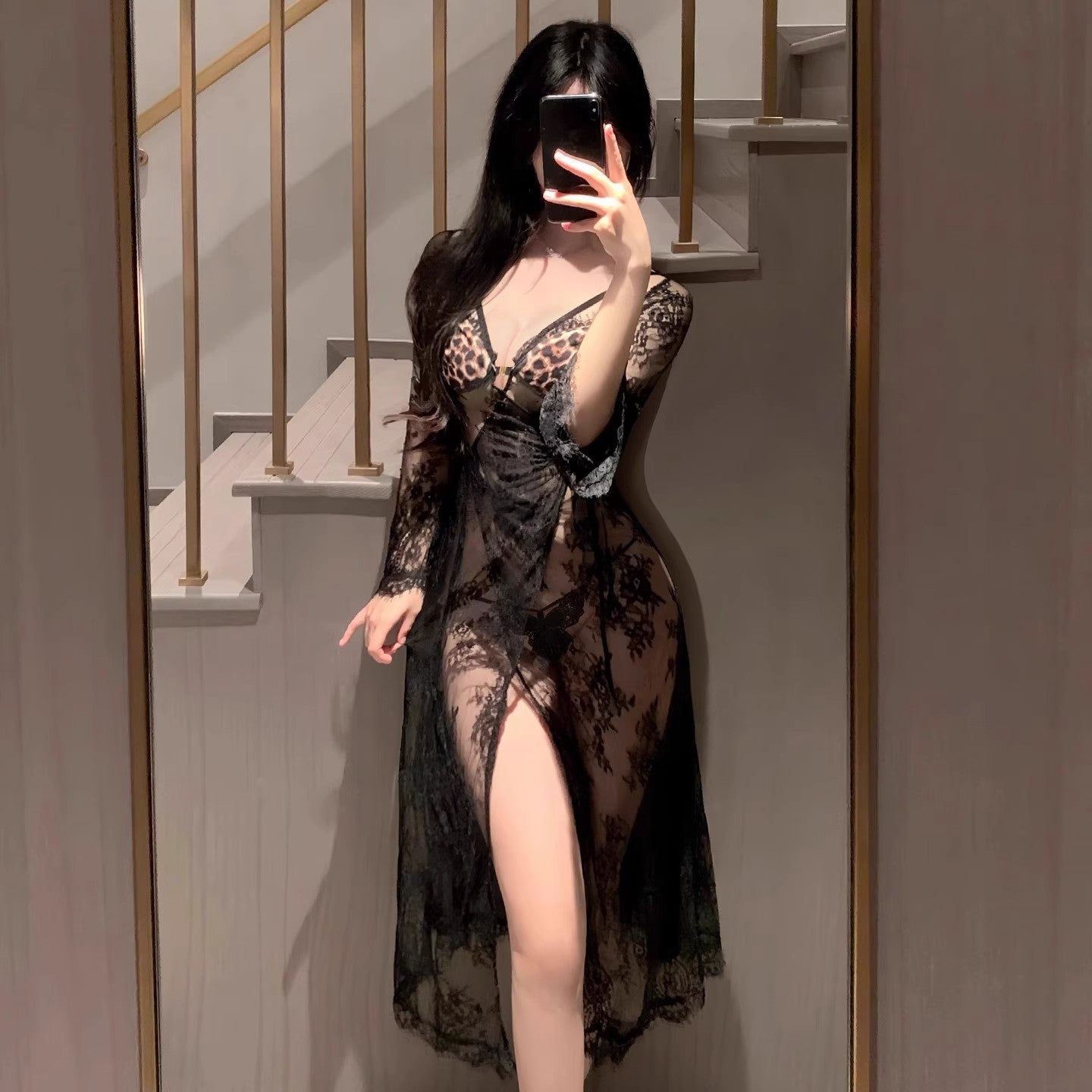 Leopard Lace Slip Dress Set