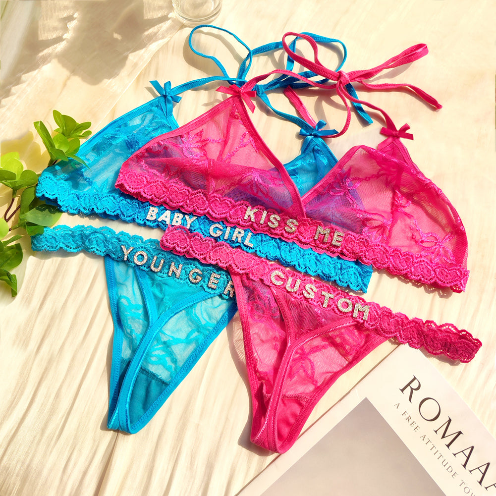 Halter neck embroidered sexy lingerie