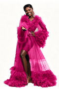 Bridal Ball Puffy Silky Yarn Robe Formal Dress Only Outer Mesh