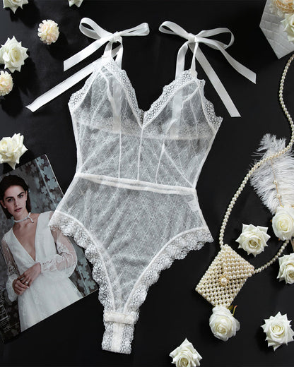 Sheer Lace Underwear Mini Bodysuit