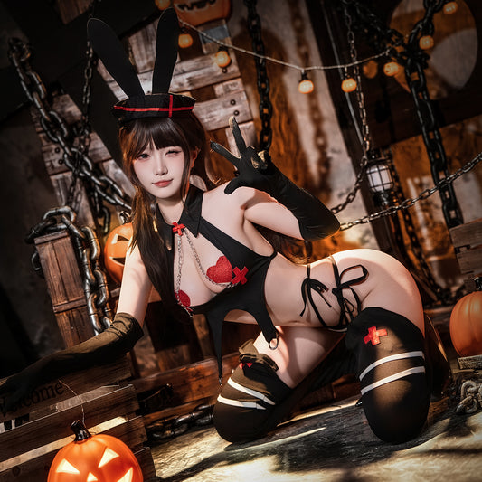 Halloween Bunny Girl Sexy Uniform Bodysuit Set
