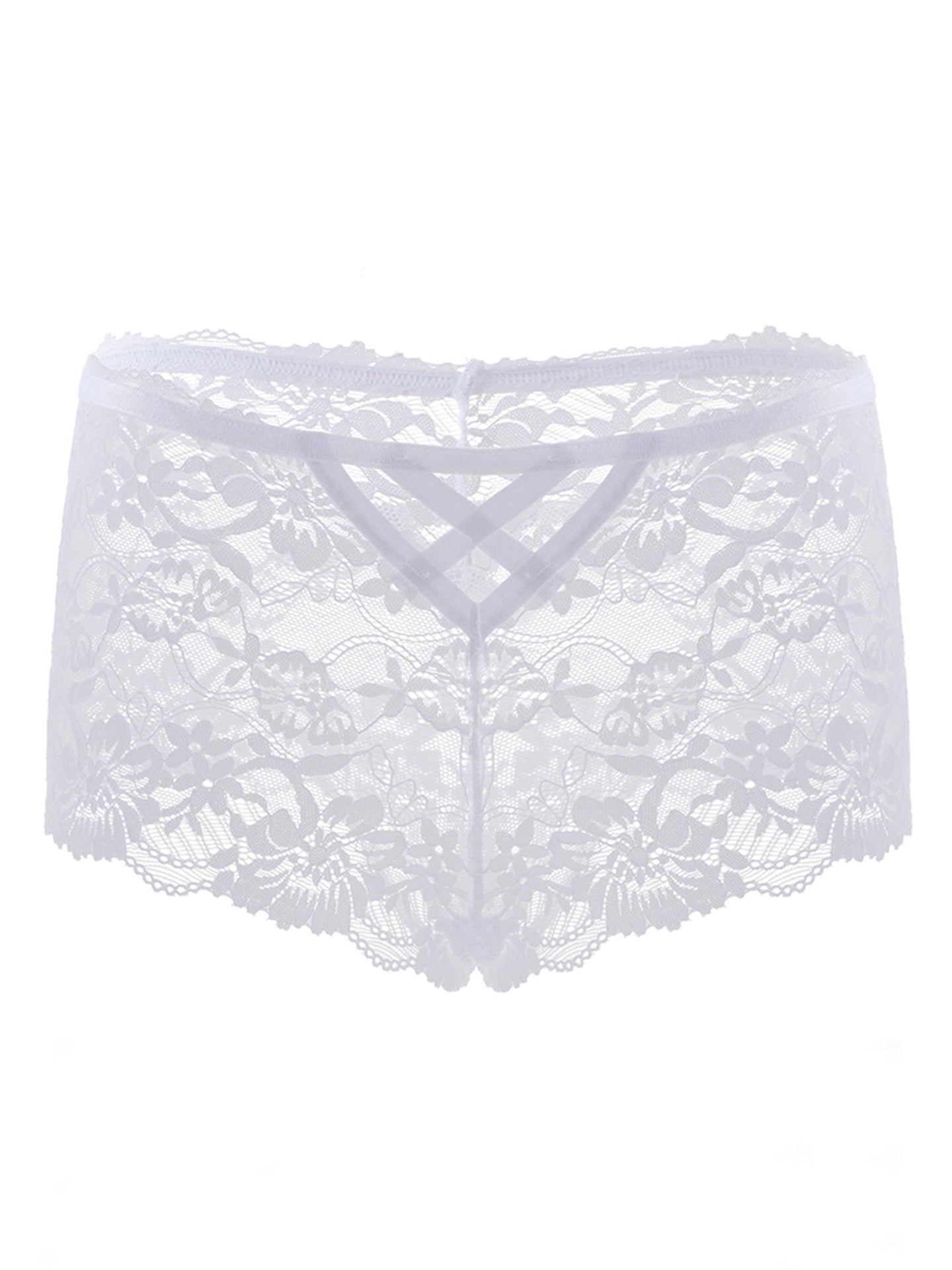 Sexy hollow lace cross straps women's briefs Boyshort