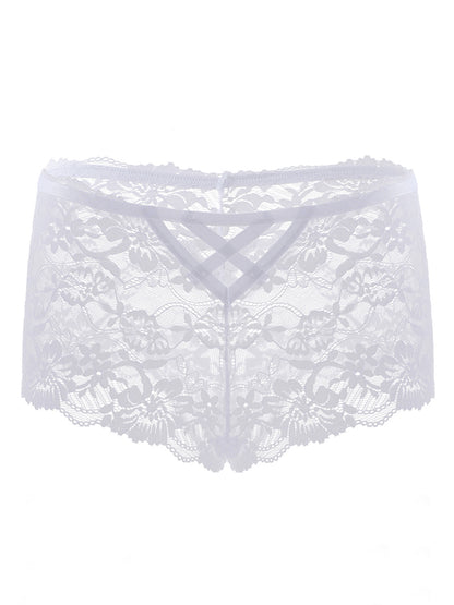 Sexy hollow lace cross straps women's briefs Boyshort
