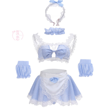 Cute Lace Hollow Maid Bra Set