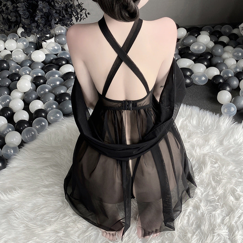 Sexy Sleeveless Lace See-through Nightgown