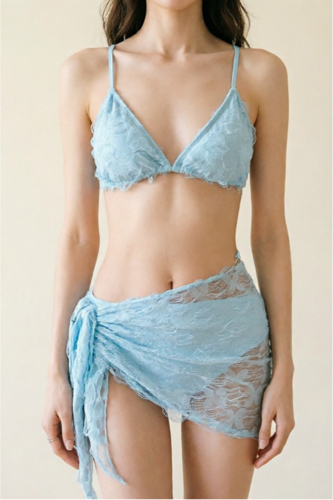Lace Bralette and Wrap Skirt Set
