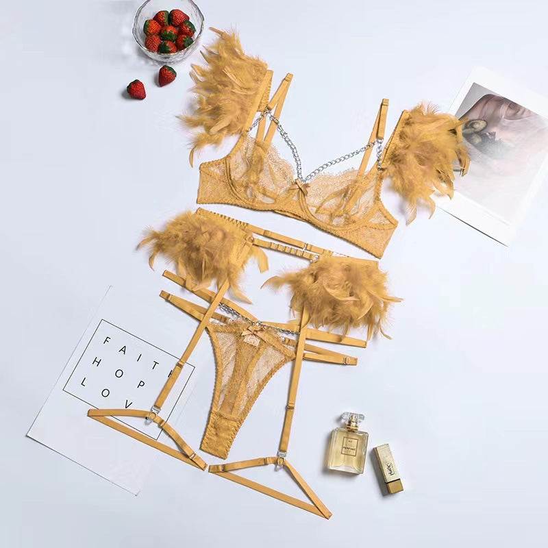 Metal Chain Lace Feather Lace Sexy Lingerie