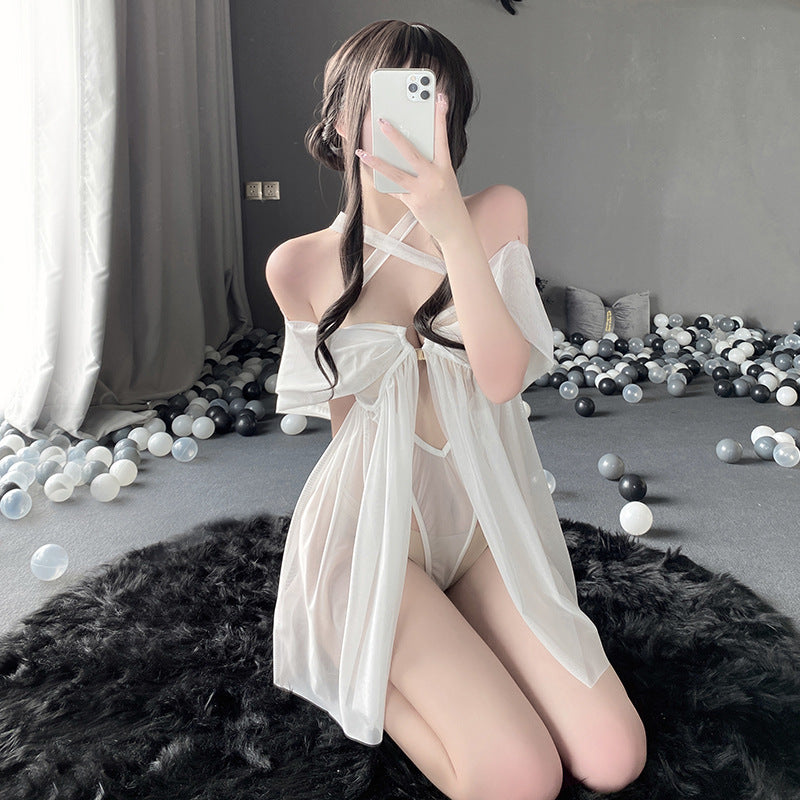 Sexy Sleeveless Lace See-through Nightgown