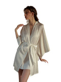 Lace Dress with Cross Front Closure Sleepwear Nightgown Robe