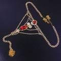 Ruby Belly Waist Chain Jewelry Rhinestone Thong Panties Luxury Rhinestone Underwear G-String