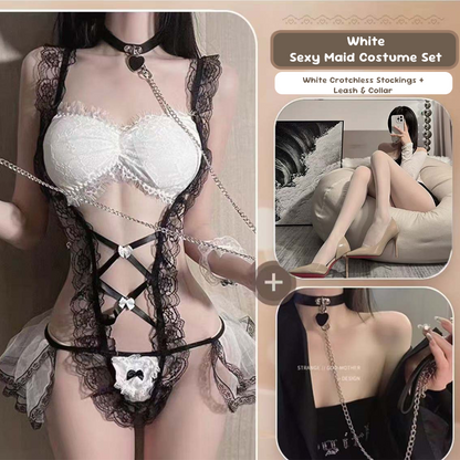 Lace Maid Costume See-through Free Sexy Lingerie