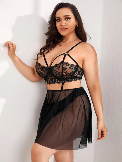 Plus-Size Sexy Lace Seductive Sleepwear Erotic Lingerie