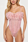 Handmade Flower Tassel Backless Sling Corset