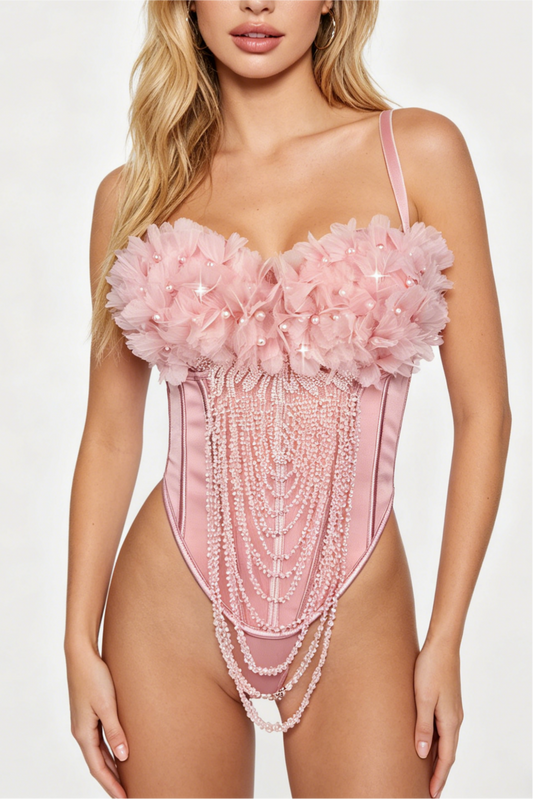 Handmade Flower Tassel Backless Sling Corset