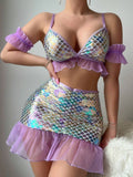 Mermaid Scale Sparkling Bra & Thong Sexy Lingerie Set