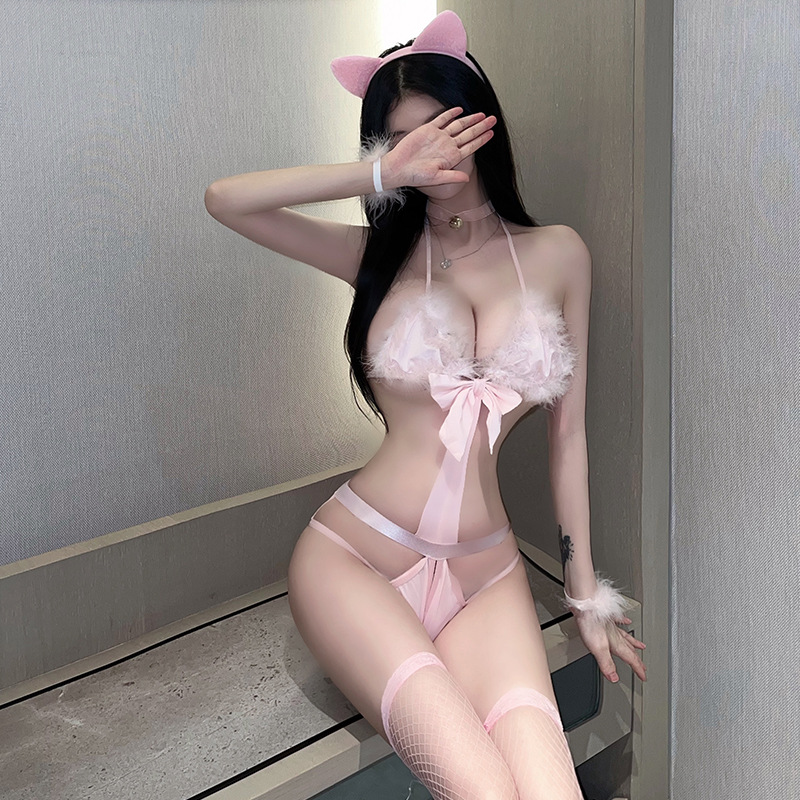 Cat Cosplay Three-Point-Free Open-End Sexy Lingerie Set