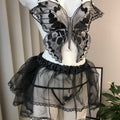 Butterfly Pearl Sheer Lingerie Set with Tutu Skirt