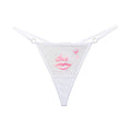 "Love" Red Lips Sexy Embroidery Mesh Women Thong with Diamonds