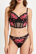 Embroidered Corset Bra and Panty 2 Sets