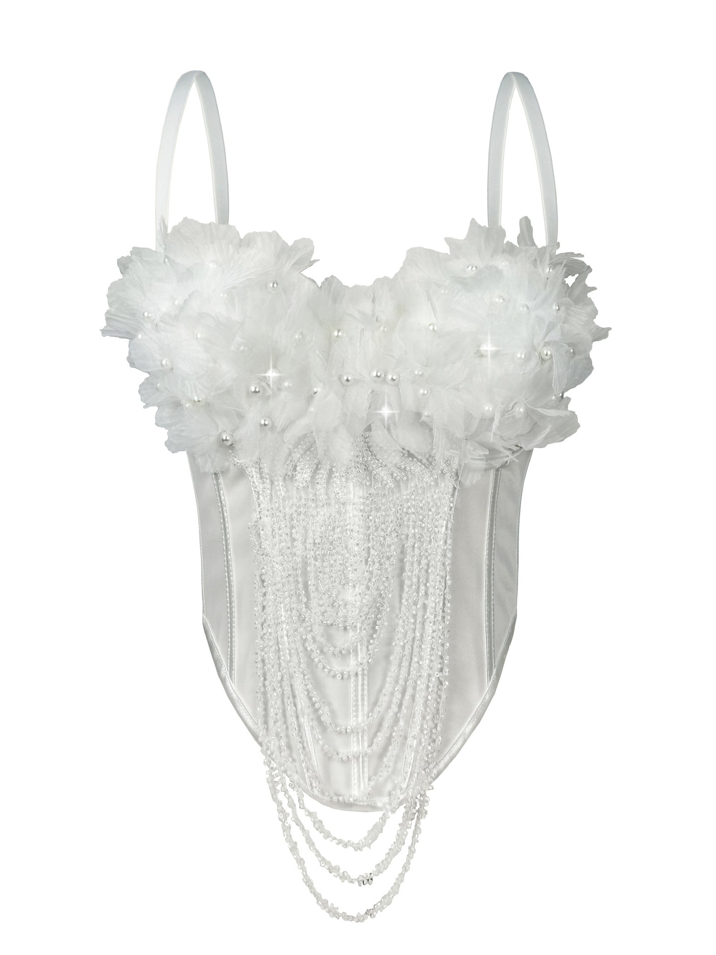 Handmade Flower Tassel Backless Sling Corset